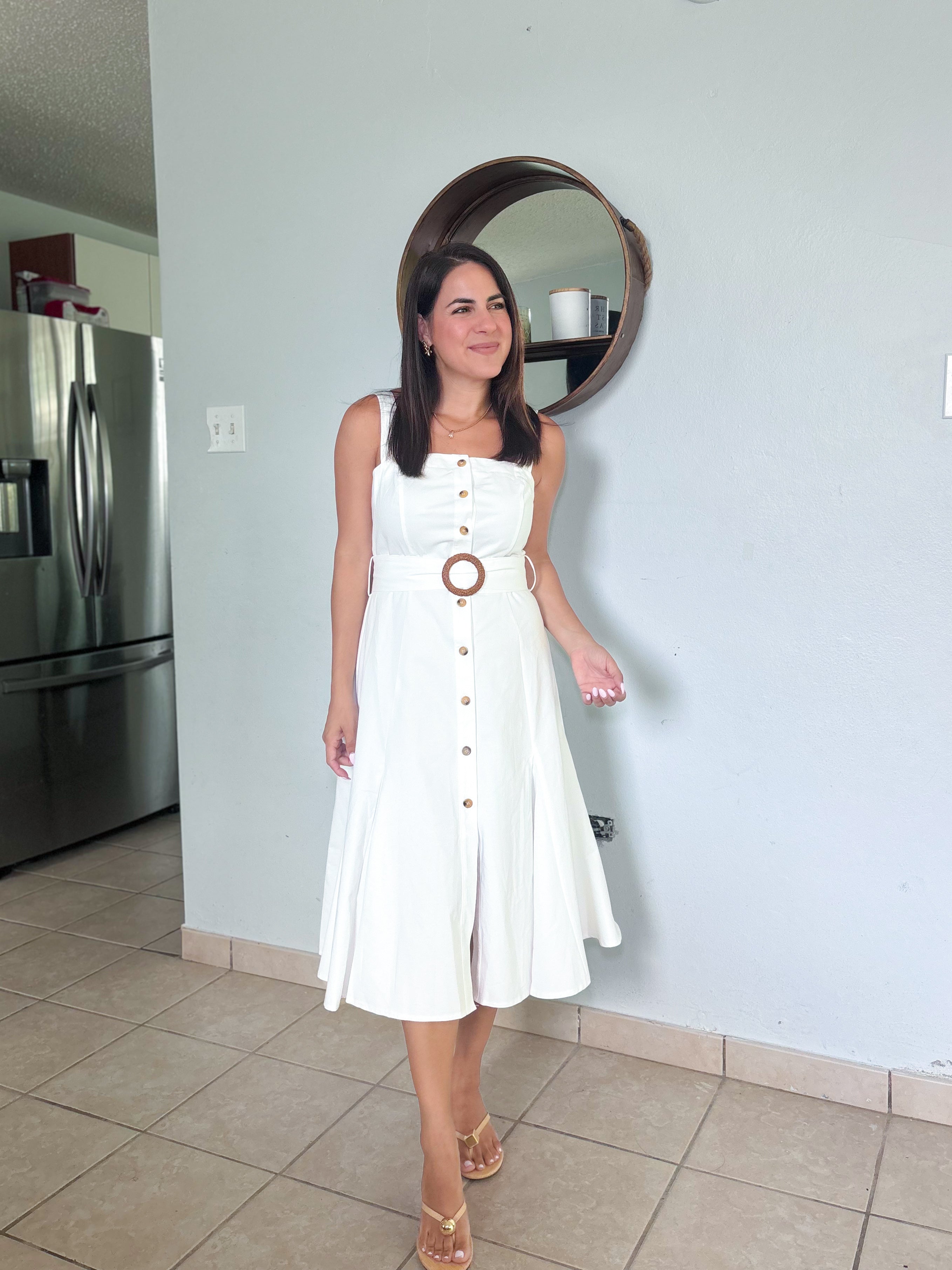 Pamela White Midi Dress