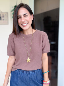 Mocha Knitted Sweater Top