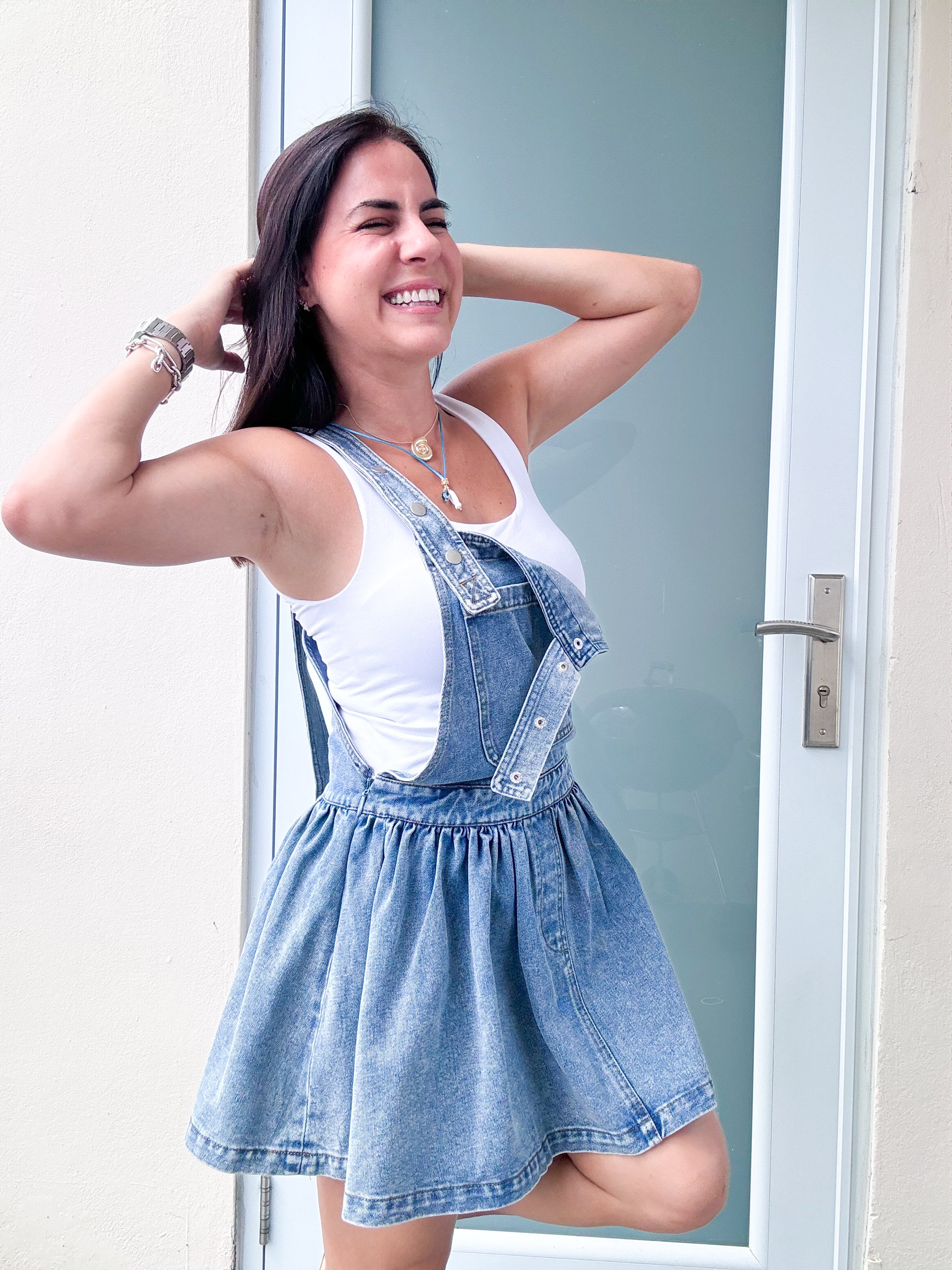 Amelia Denim Overalls Dress