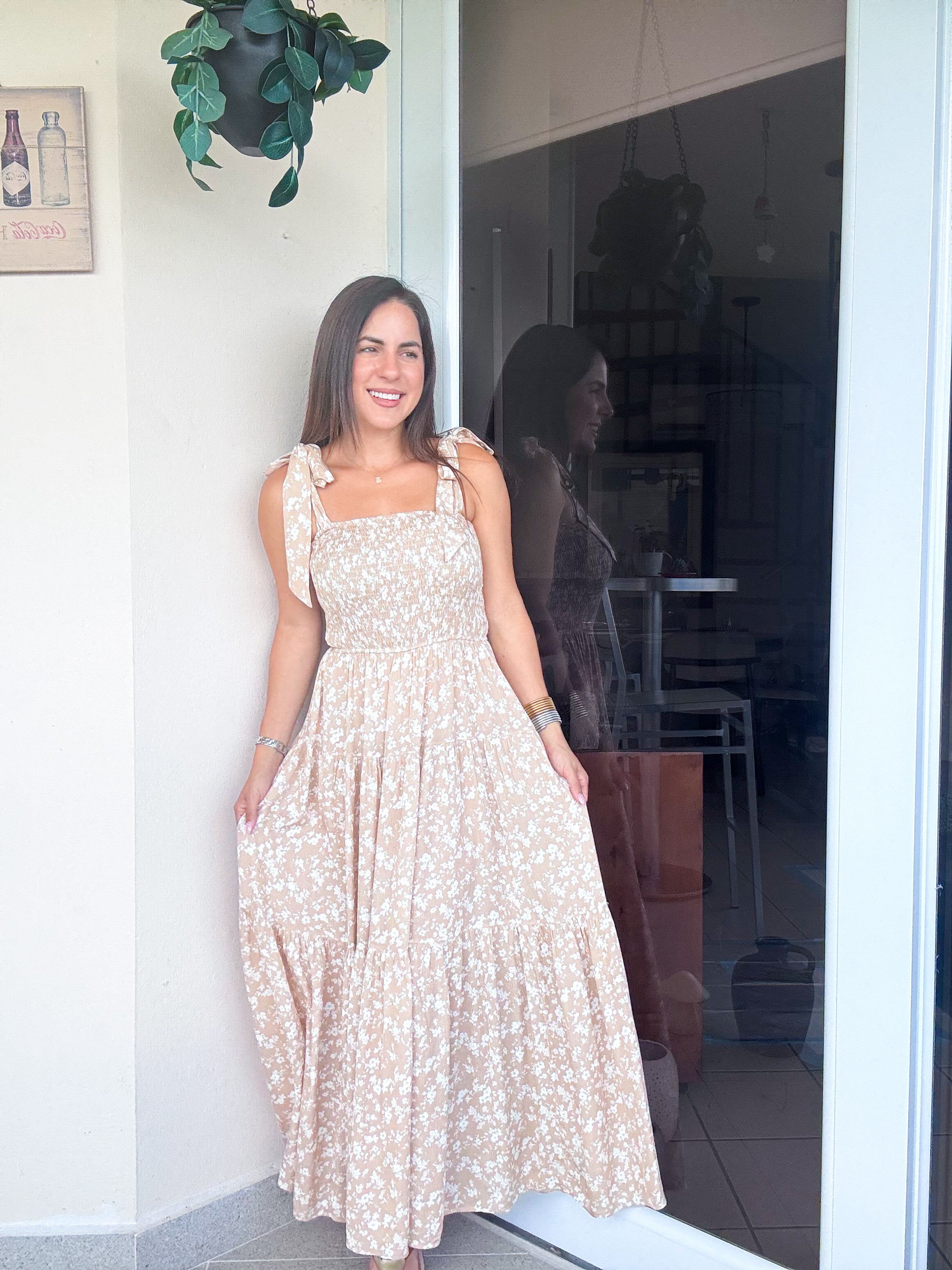 Ashley Sand Tie Midi Dress