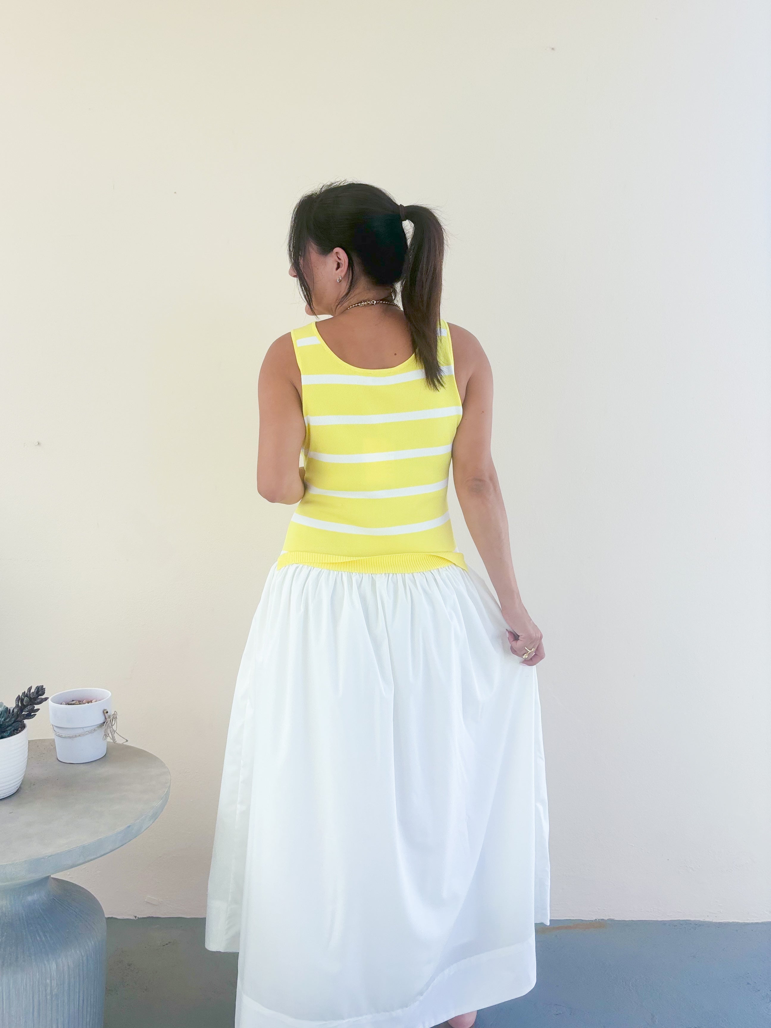Herve Yellow Mix Midi Dress