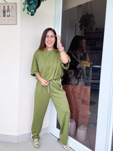 Olive Striped Travel Set
