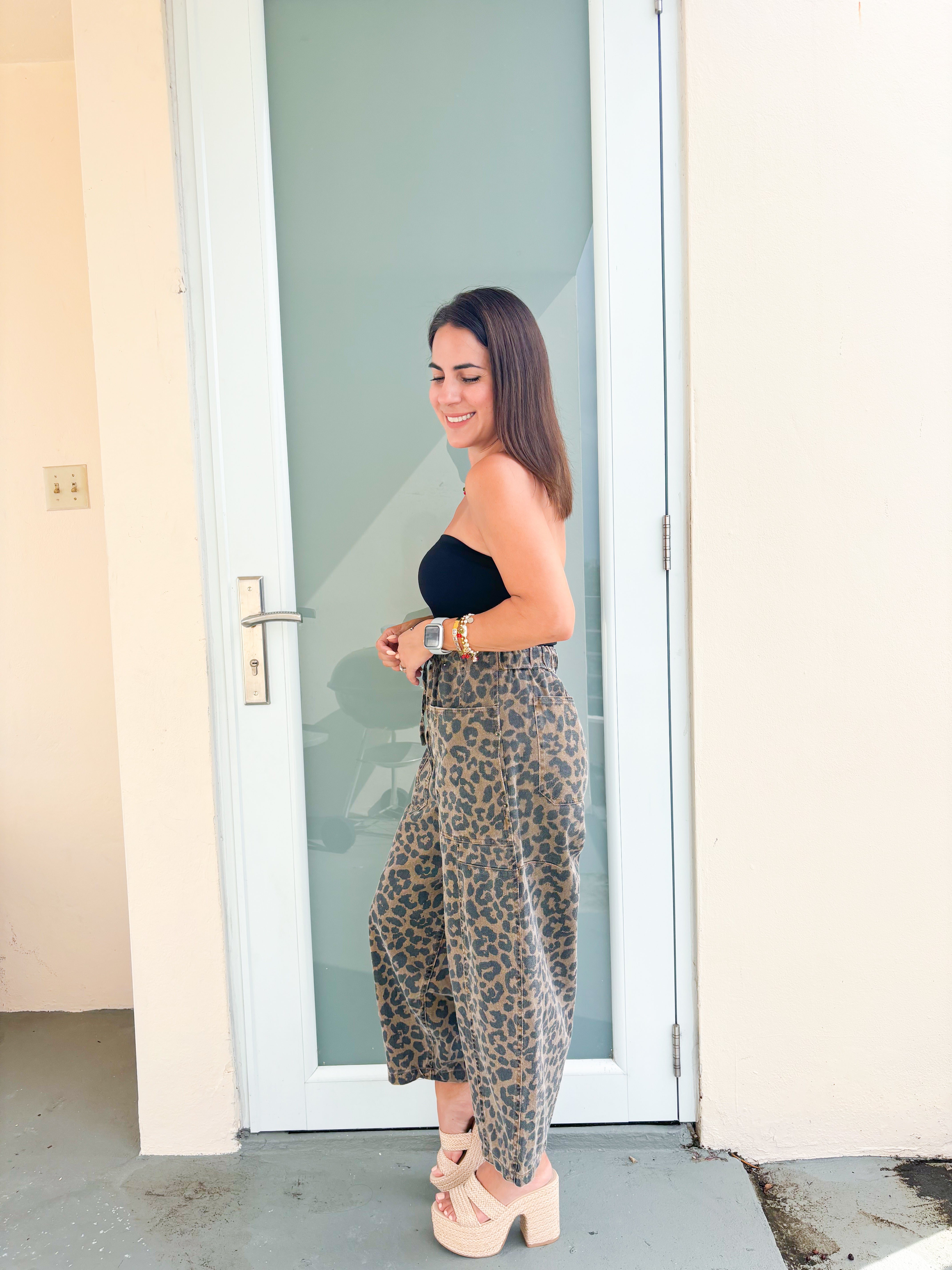 Naddia Animal Print Midi Pants