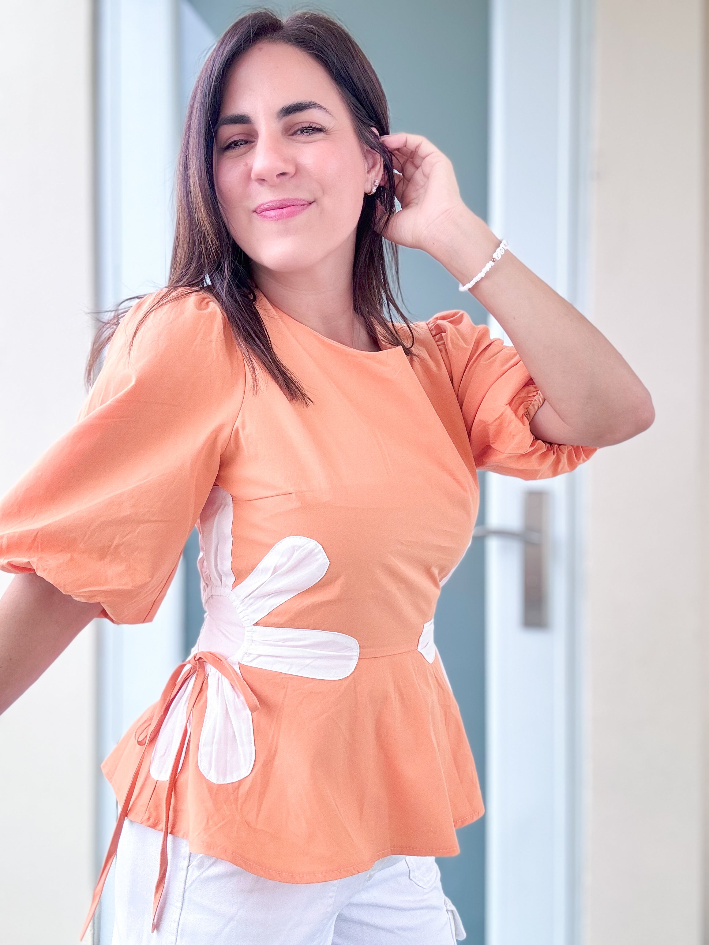 Tangerine Peplum Tom