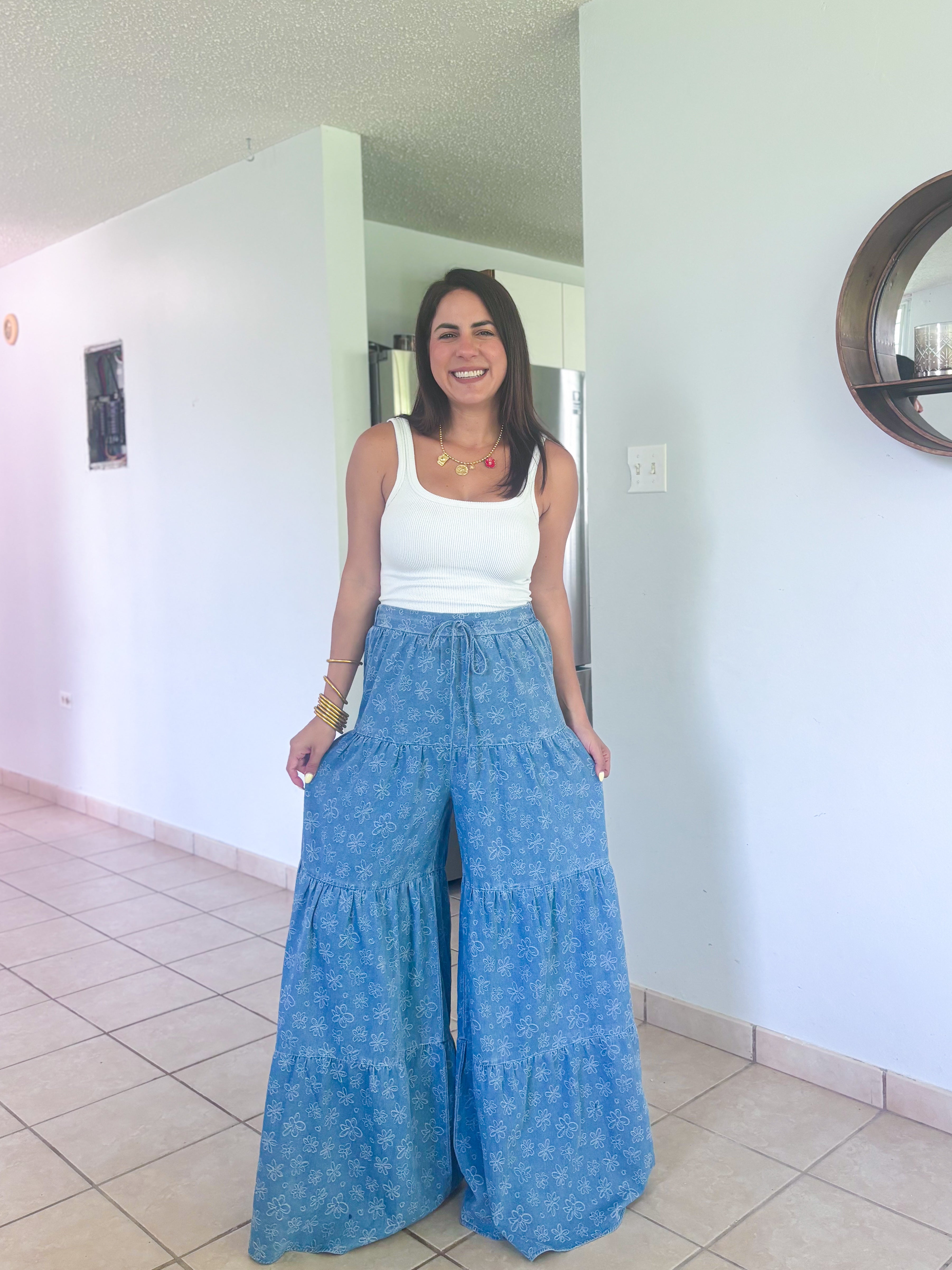 Felicia Flower Denim Pants