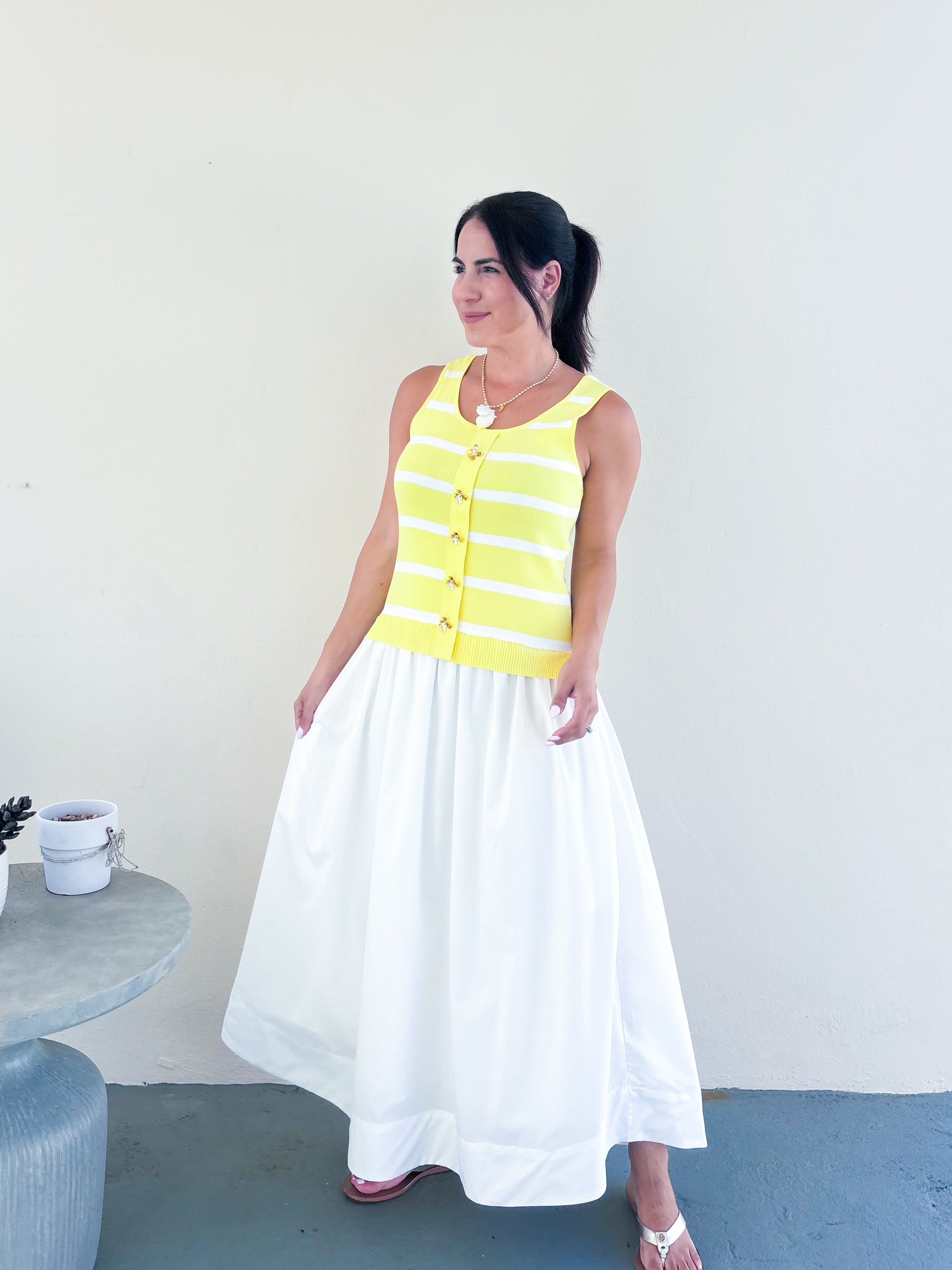 Herve Yellow Mix Midi Dress