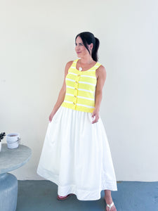 Herve Yellow Mix Midi Dress