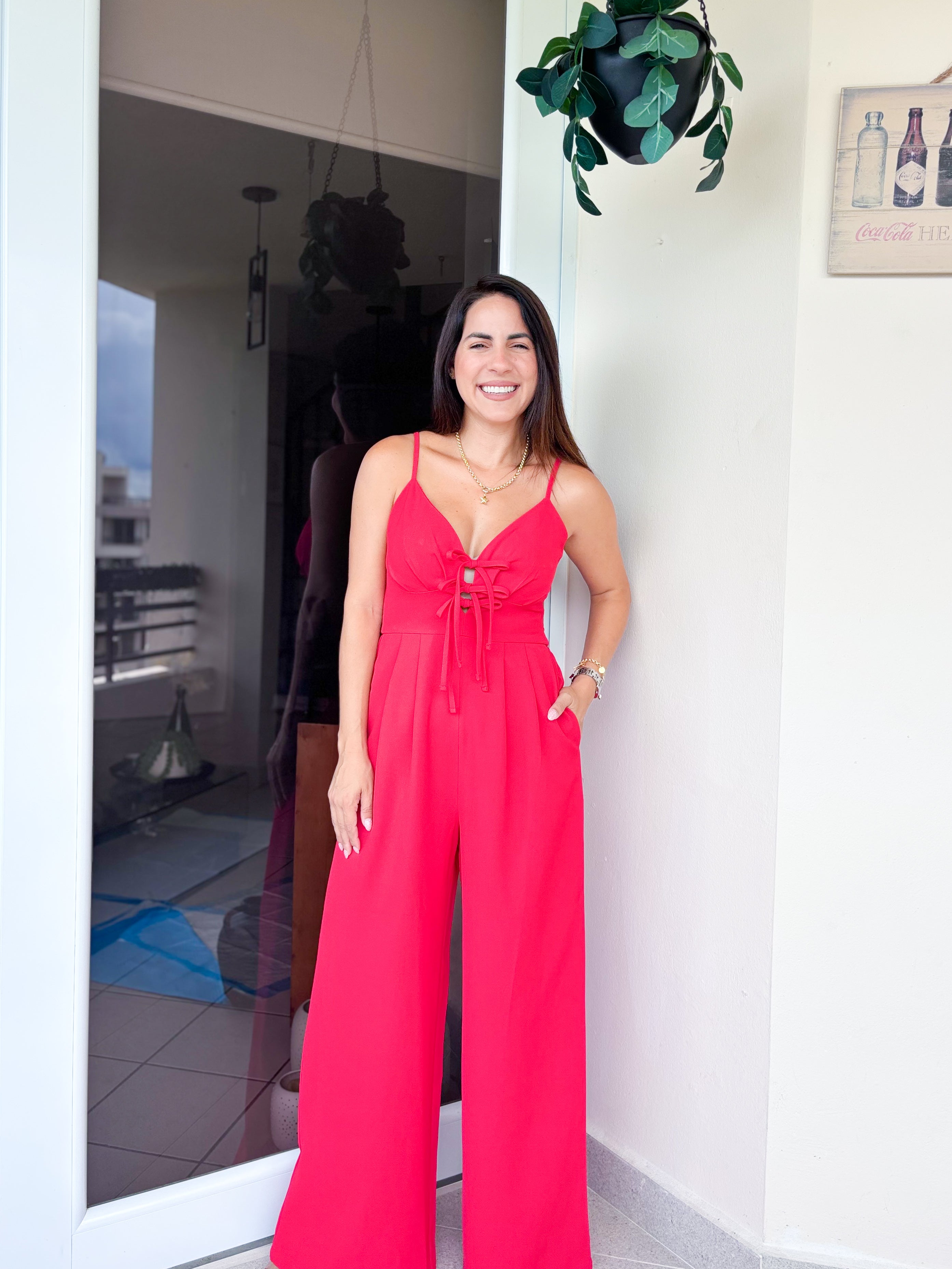 Astrid Red Bow Jumpsuit