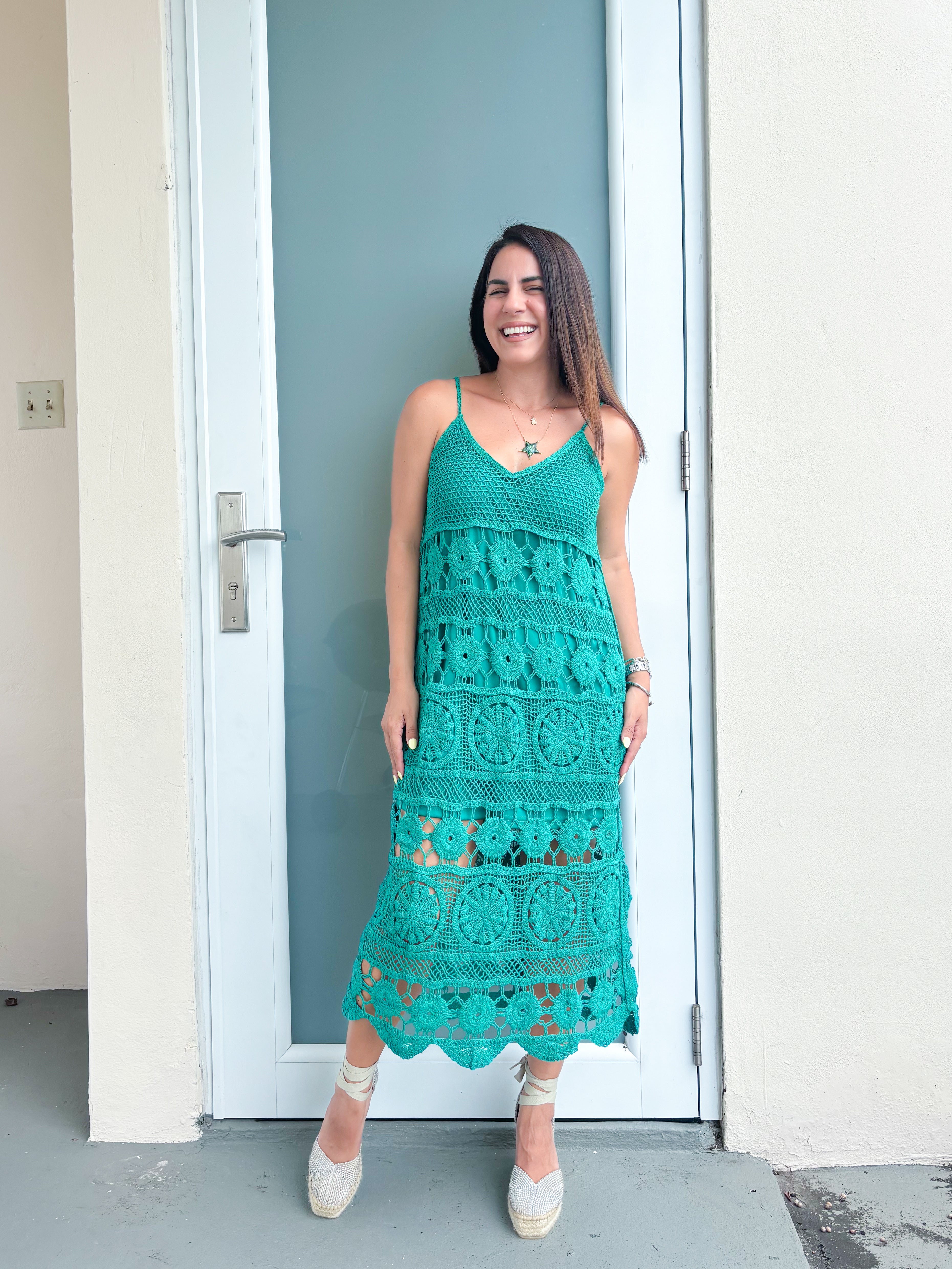 Emerald Crochet Dress