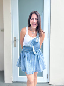 Amelia Denim Overalls Dress