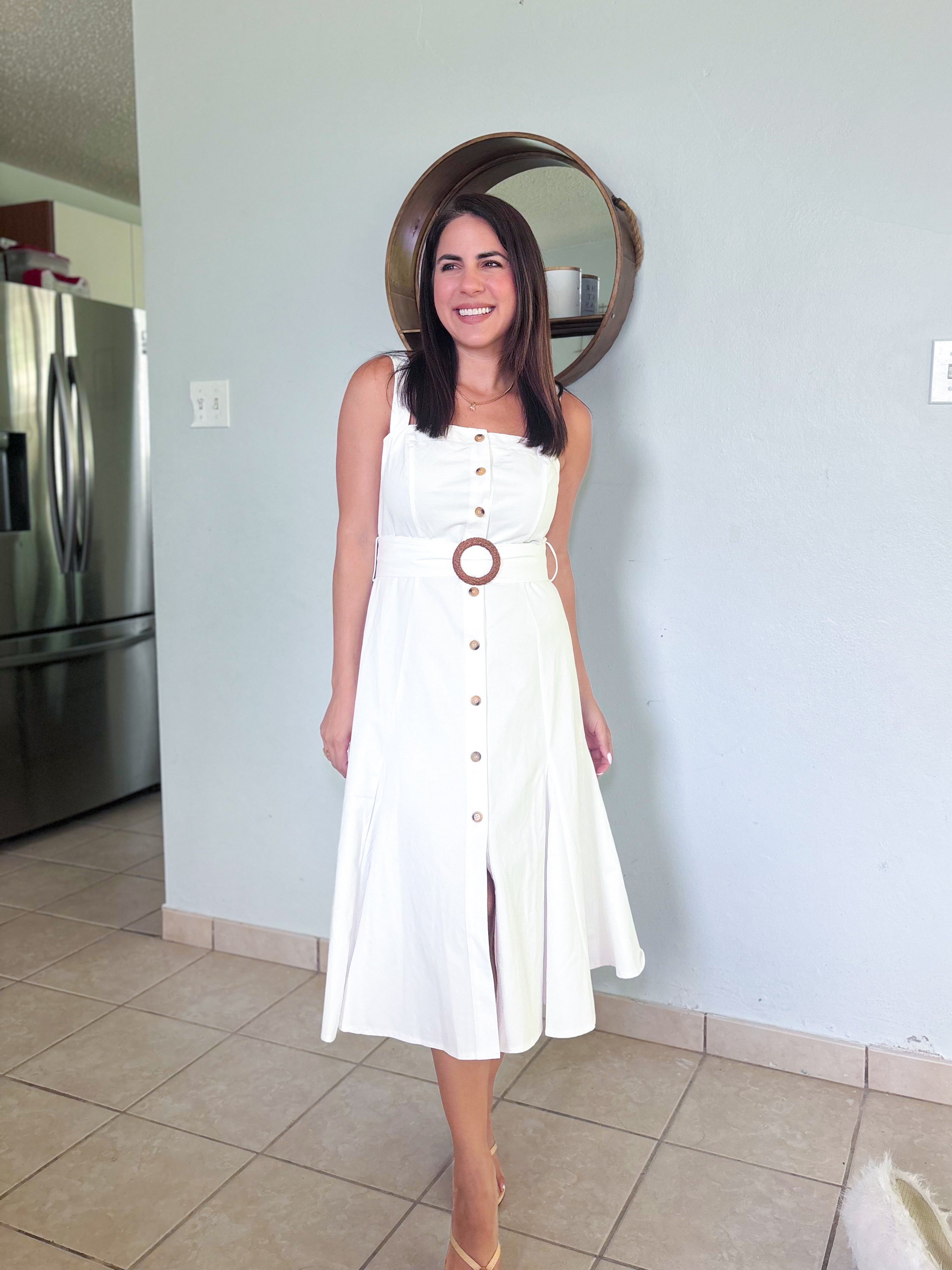 Pamela White Midi Dress