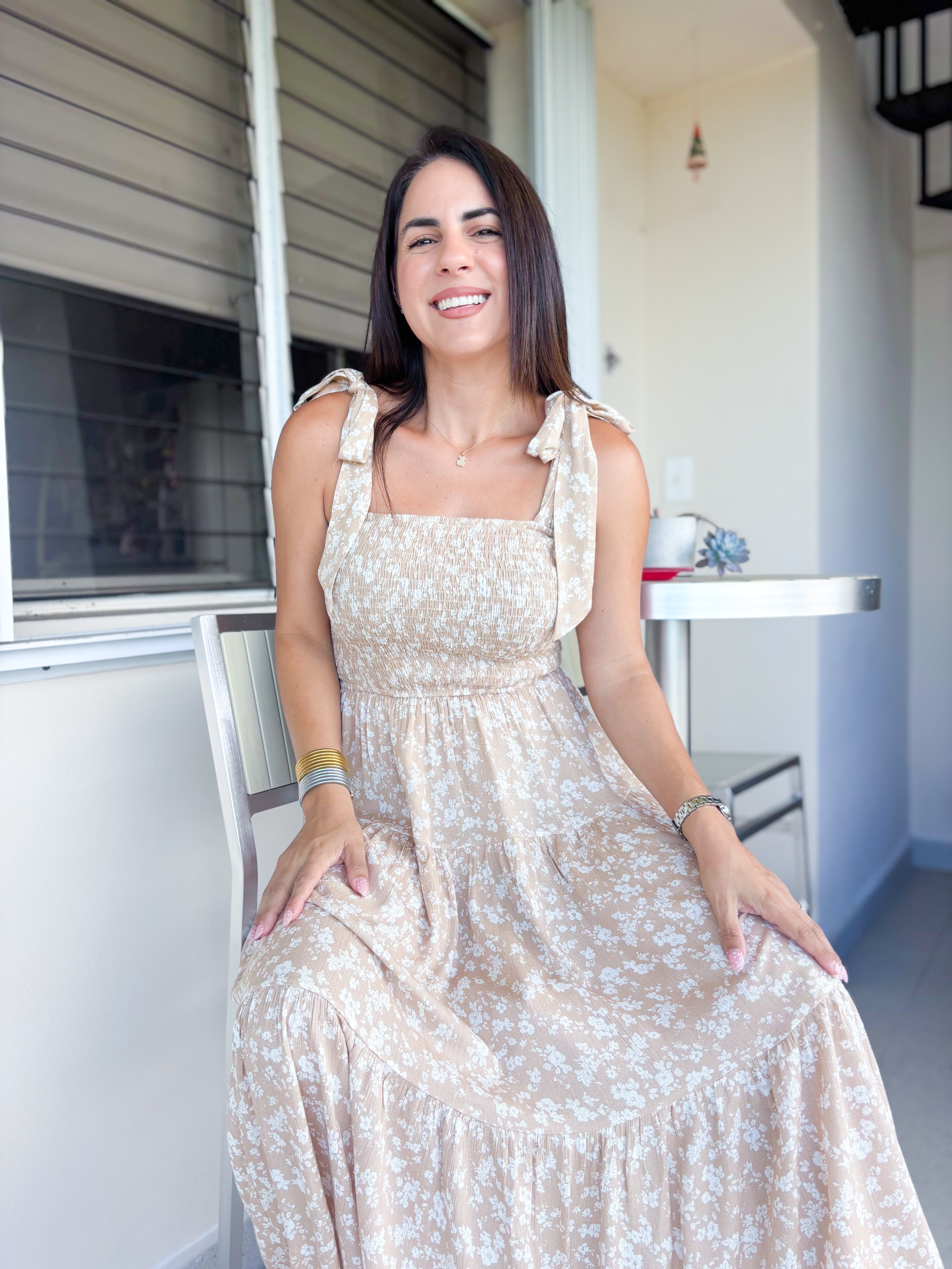 Ashley Sand Tie Midi Dress