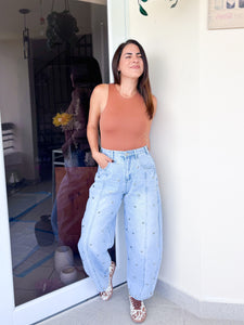 Studded Barrel Jeans