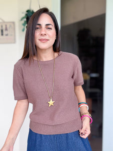 Mocha Knitted Sweater Top