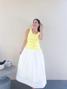 Herve Yellow Mix Midi Dress
