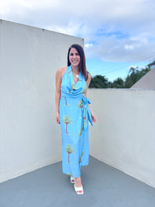 Halter Palm Resort Midi Dress