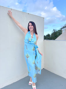Halter Palm Resort Midi Dress