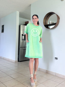 Green Smiley TShirt Dress