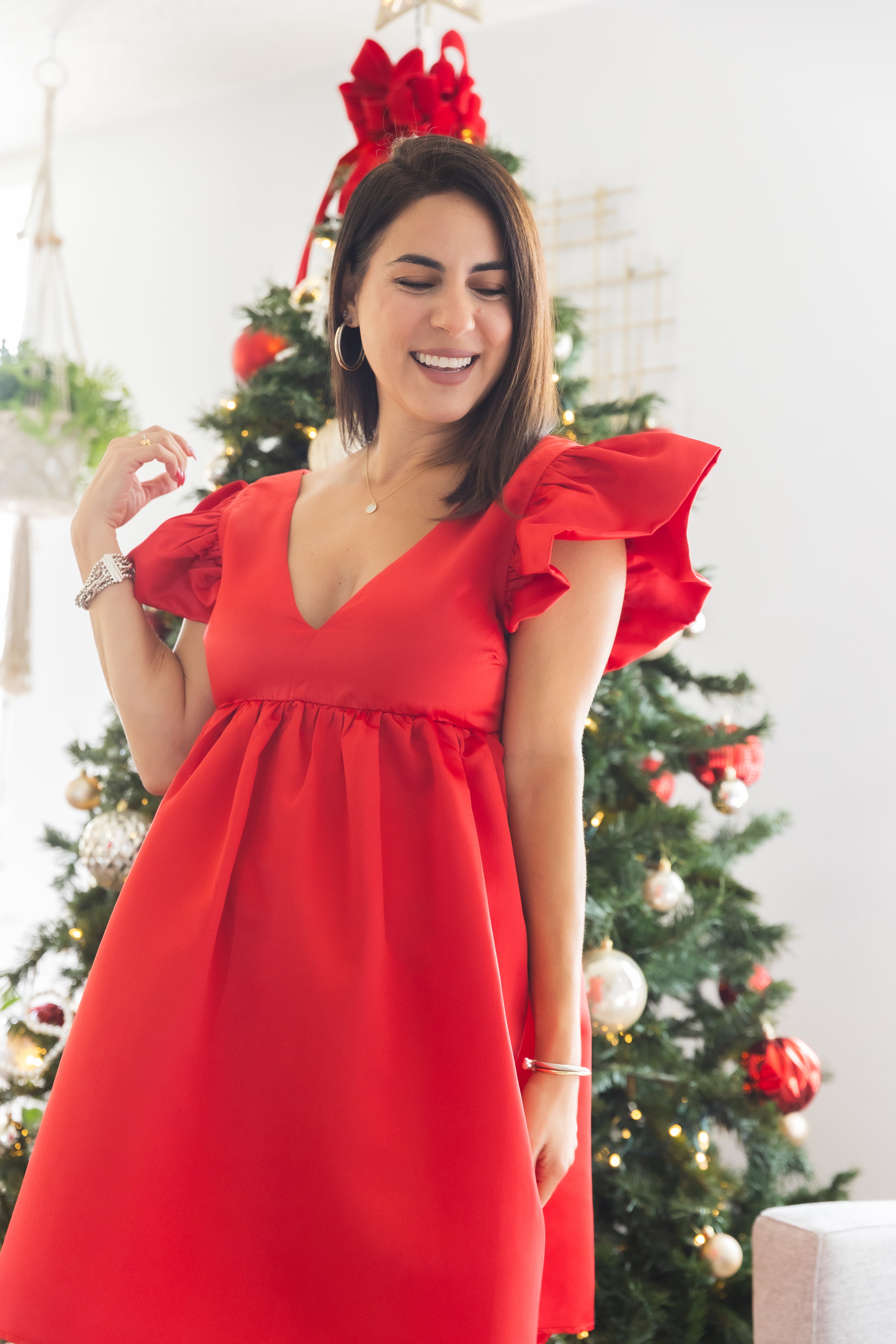 Holly Satin Ruffle Dress