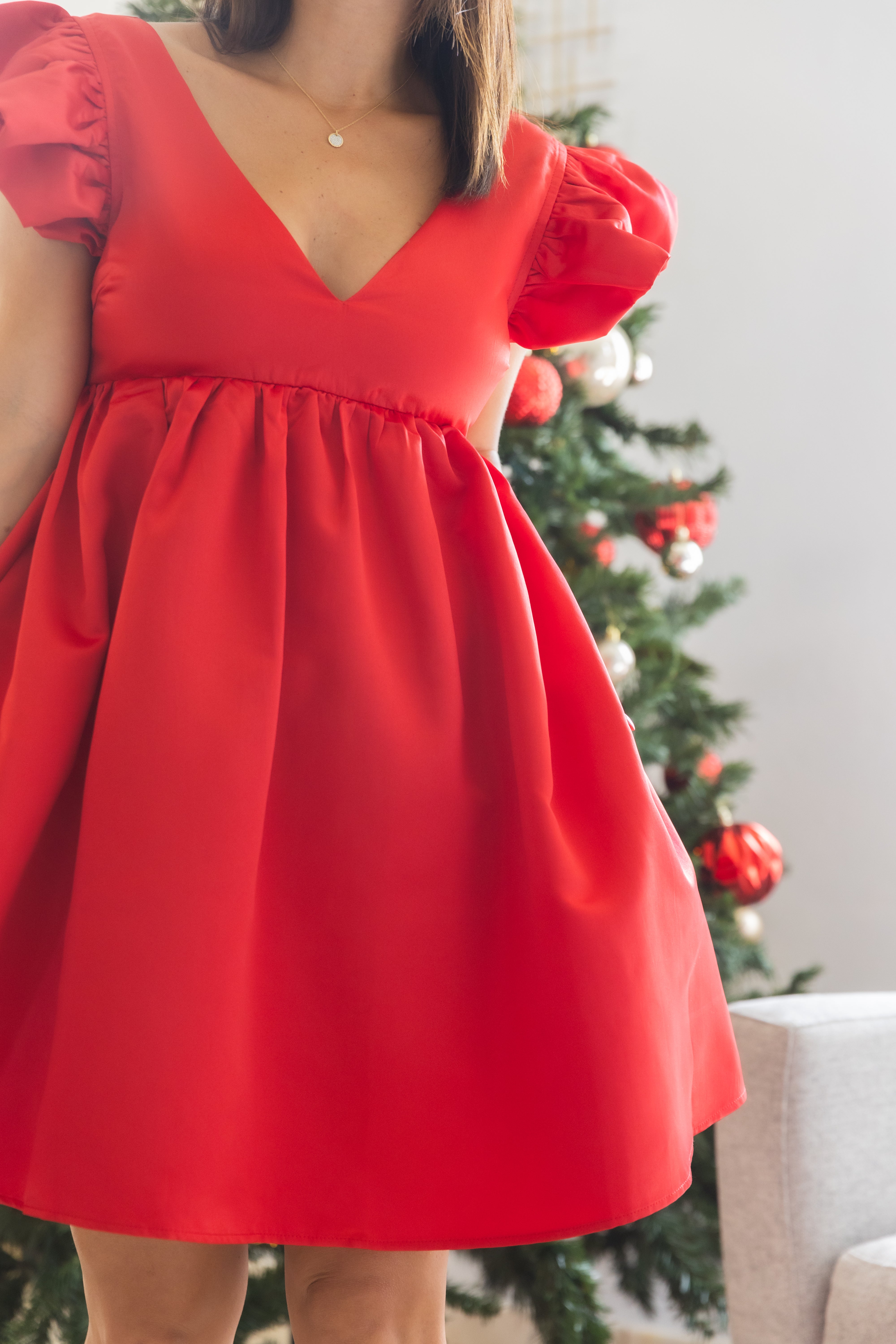 Holly Satin Ruffle Dress