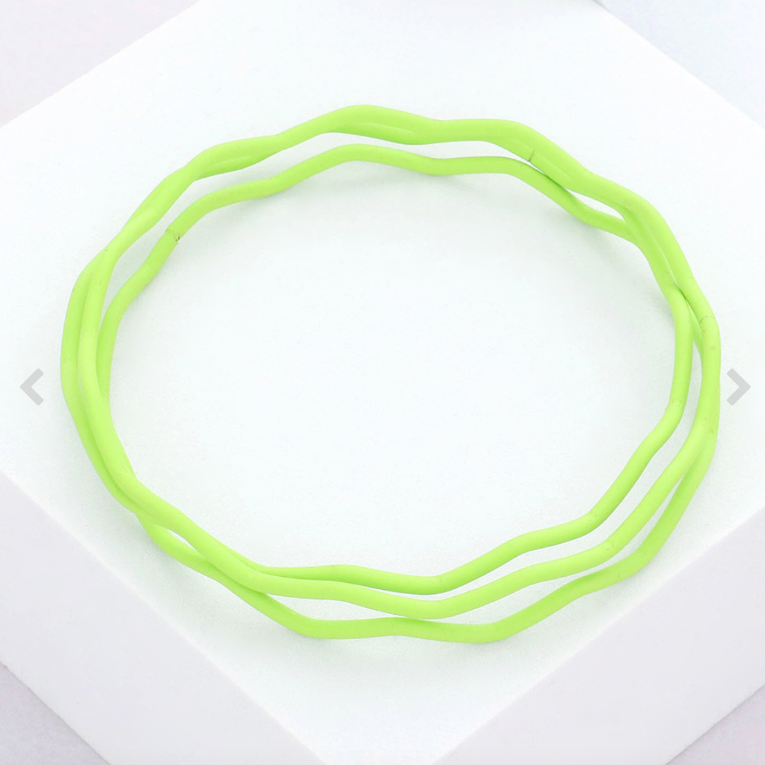 3PCS - Green Zigzag Chevron Wavy Bangle Bracelets