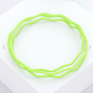 3PCS - Green Zigzag Chevron Wavy Bangle Bracelets