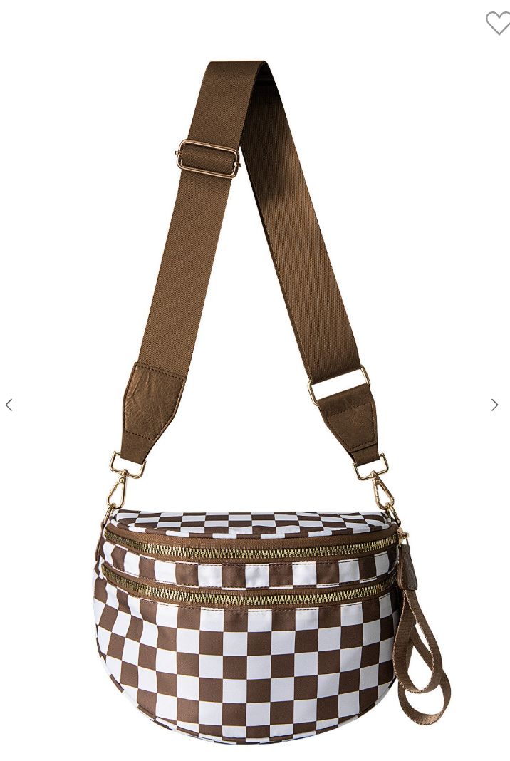 Mocha Check Nylon Sling Bag