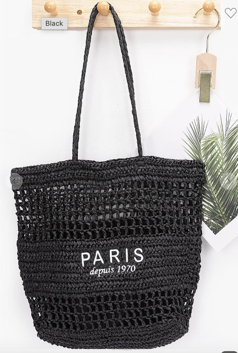 Black Paris Tote Bag