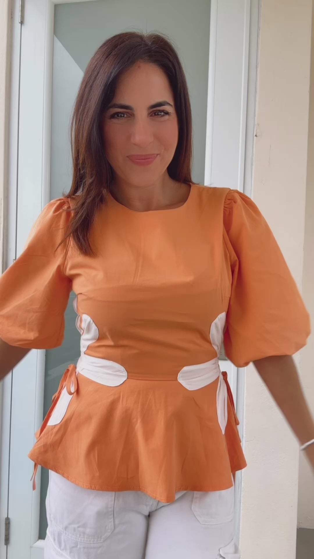 Tangerine Peplum Tom