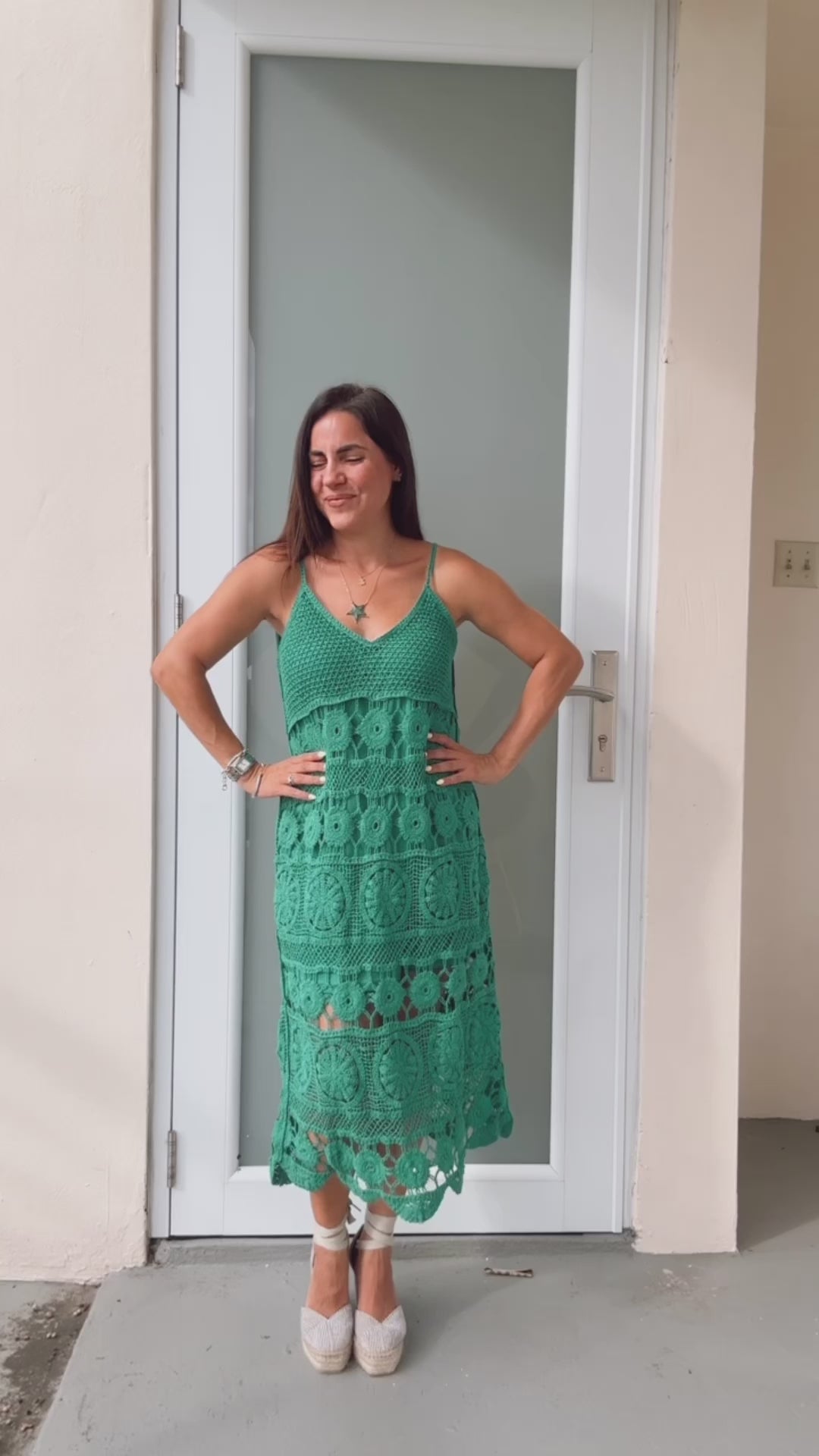 Emerald Crochet Dress