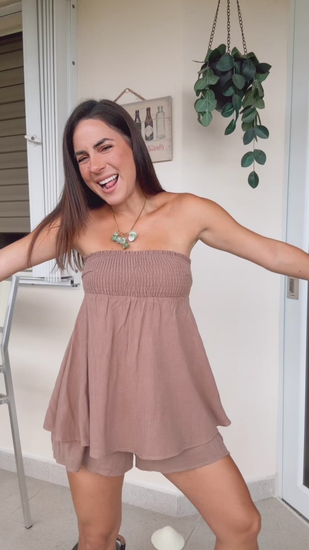 Mocha Sandy Tube Romper
