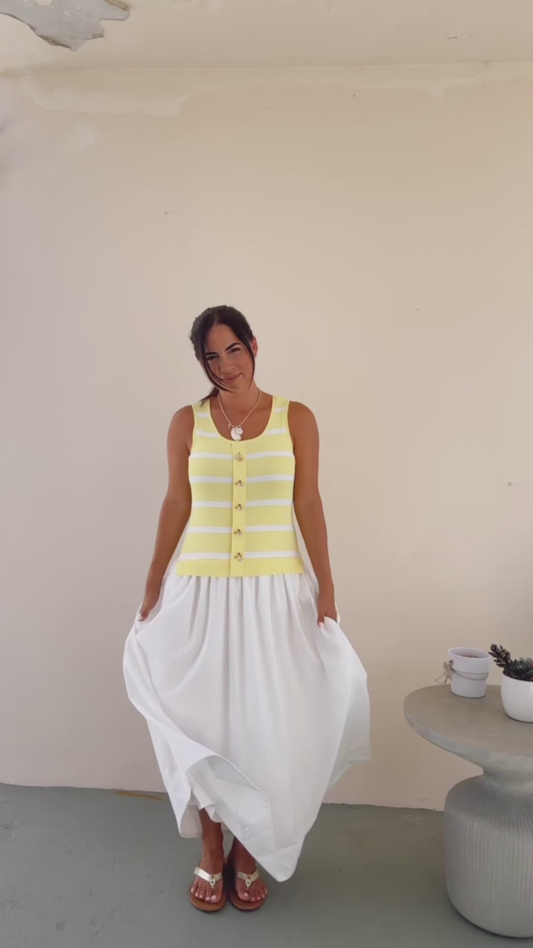 Herve Yellow Mix Midi Dress