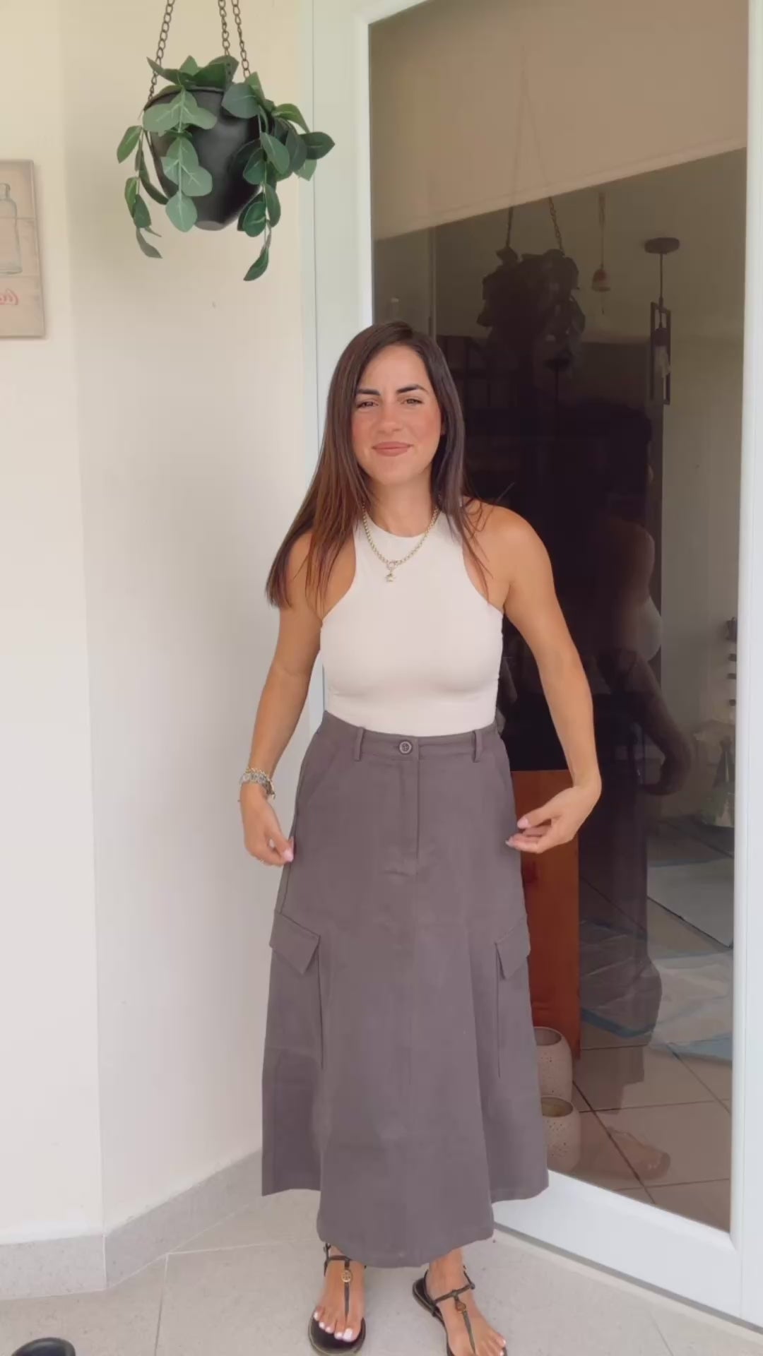 Milicia Charcoal Midi Skirt