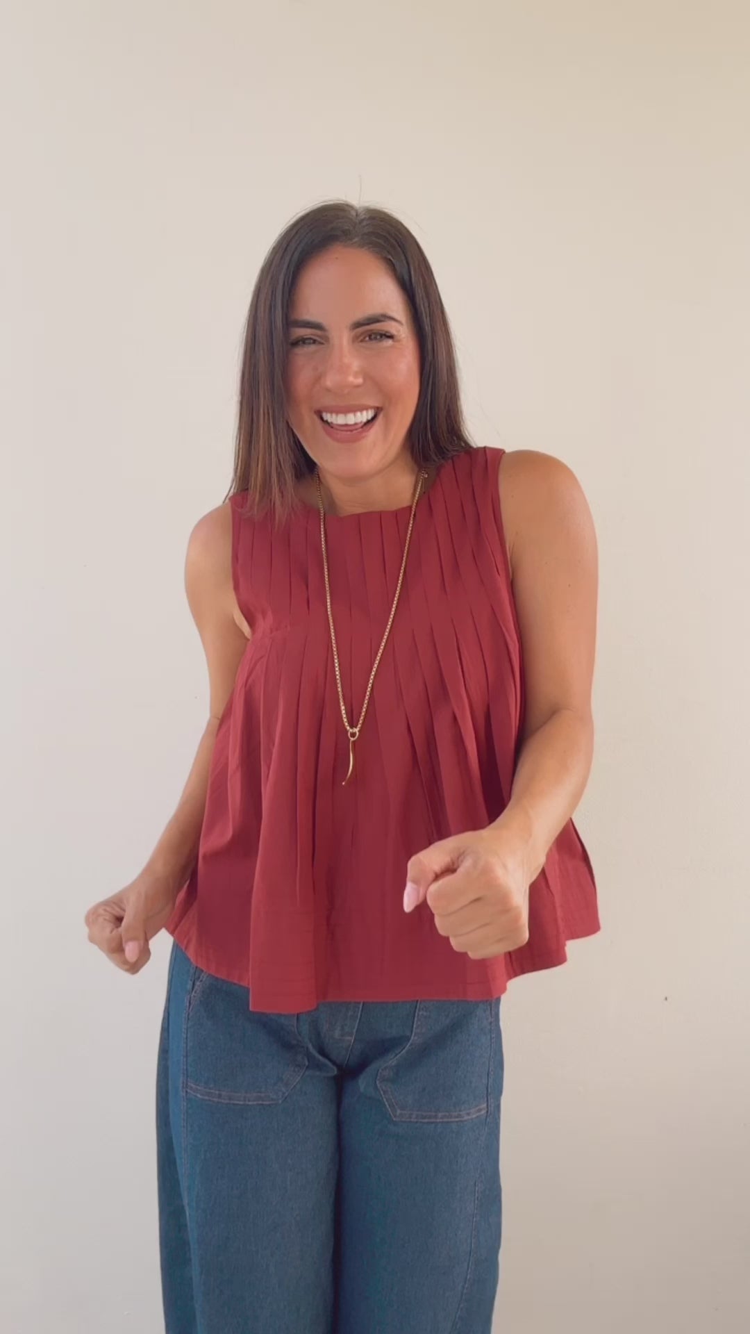 Agnes Burgundy Pleated Top