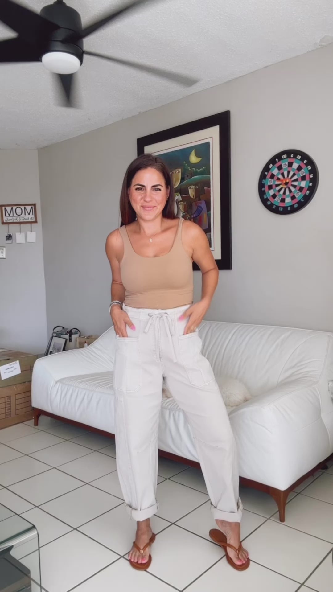 HIGH RISE CROP WIDE BARREL CARGO POCKET PANTS